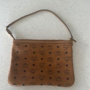 MCM Classic Visettos Shoulder Bag/ Clutch in Cognac.